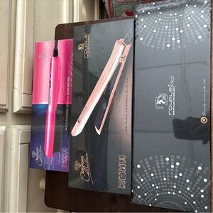 3 piece hair styling bundle, curling wand, hair straightener, hairbrush $925msrp